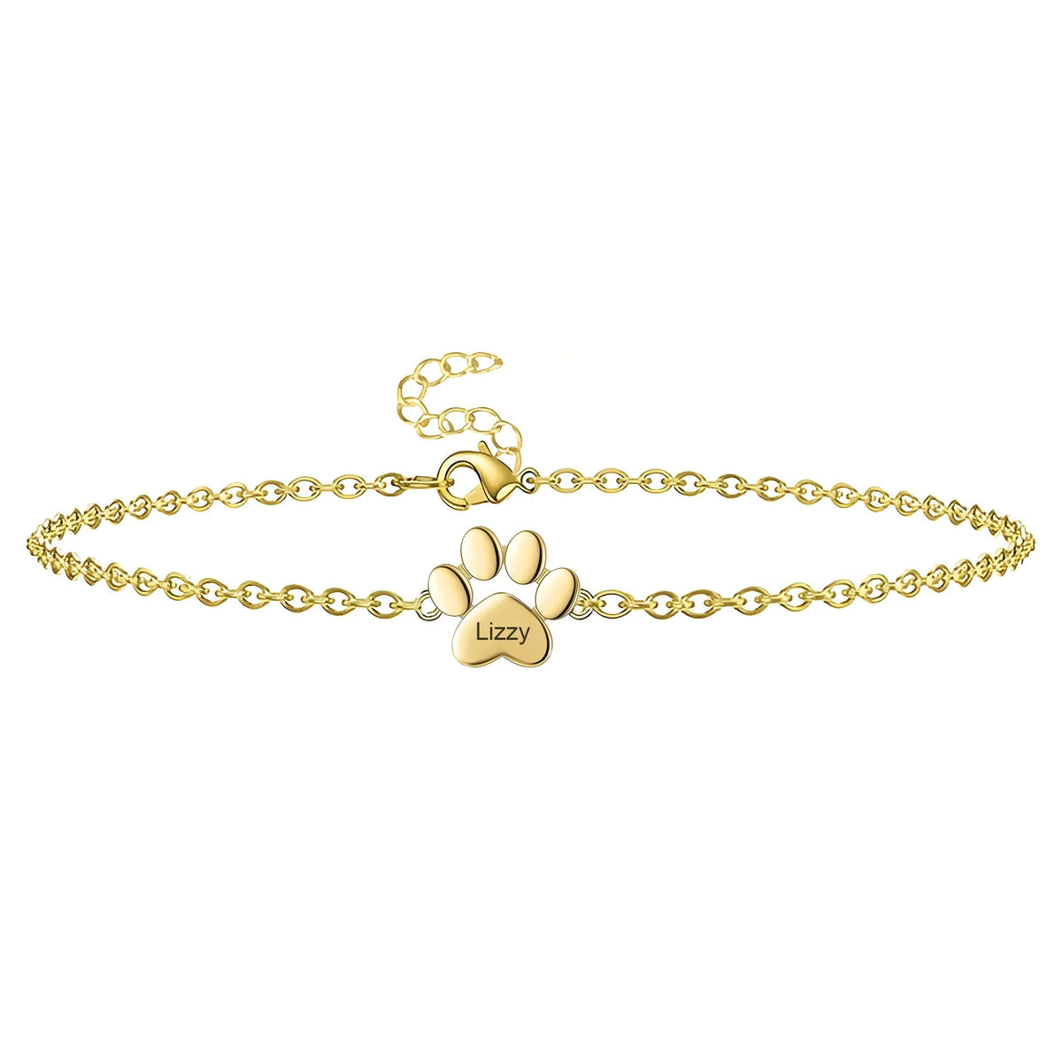 Bracciale con zampa personalizzato in acciaio inossidabile unisex modello Tinou — Oro