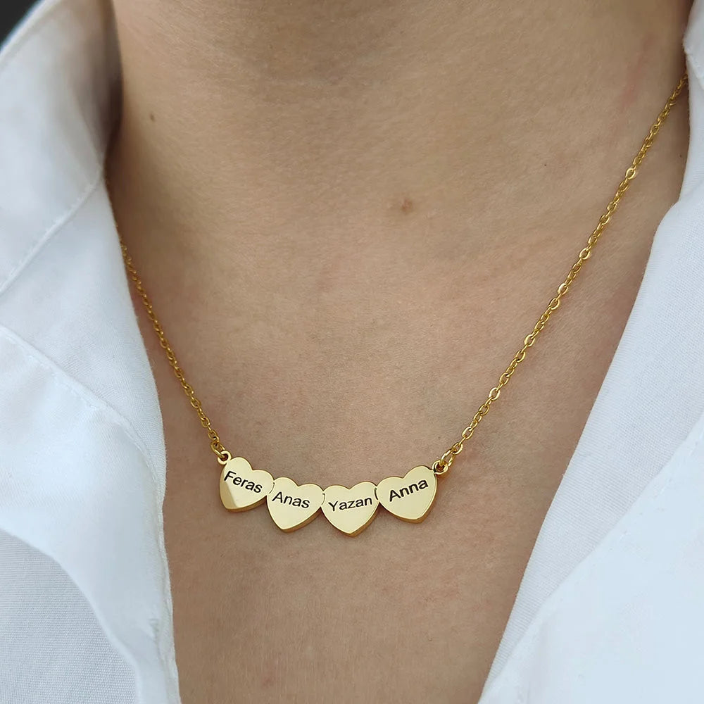 Collier Cœur Jusqu'à 5 Prénoms